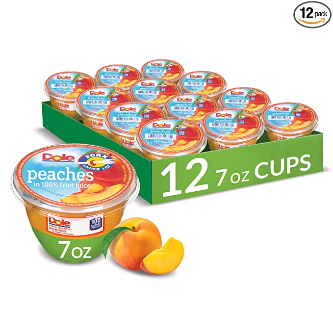  Dole Sliced Peach in 100% Juice, 7-Ounce Cups (Pack of 12)  - 038900719661