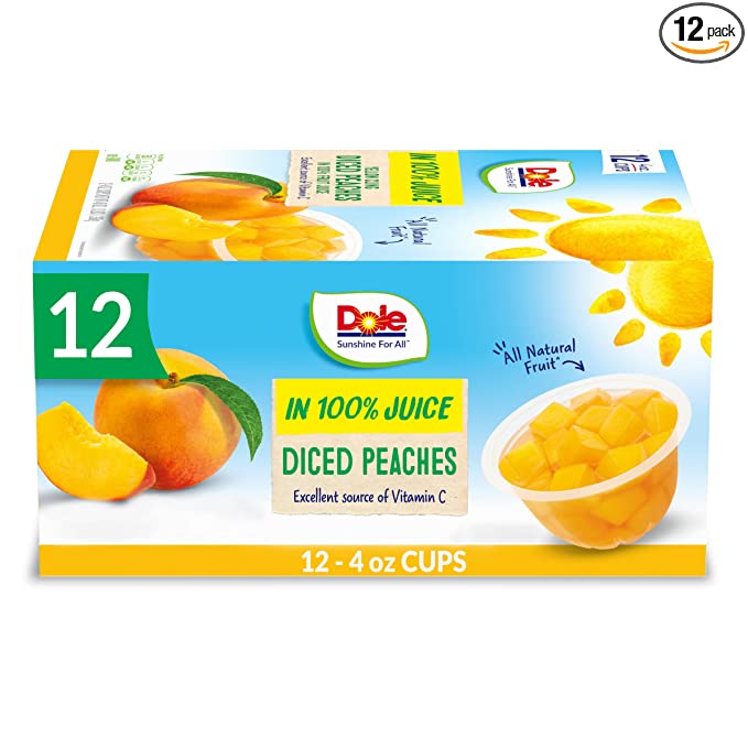  Dole Fruit Bowls, Diced Peaches, 4 Ounce (Pack of 12) - Packaging May Vary  - 038900740740