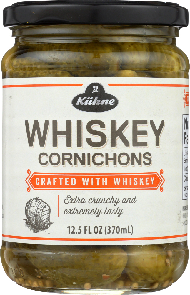 KUHNE: Whiskey Cornichons, 12.5 oz - 0039045408526