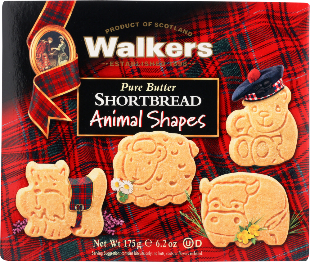 WALKERS: Animal Shapes Shortbread Cookie, 6.2 oz - 0039047015708