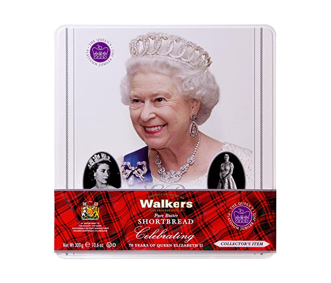  Walkers Shortbread, Pure Butter Shortbread in The Queen's Platinum Jubilee Limited Edition Tin  - 039047019843