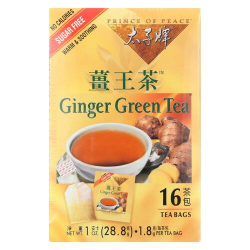 Prince Of Peace Ginger Green Tea - 16 Tea Bags - 039278030129