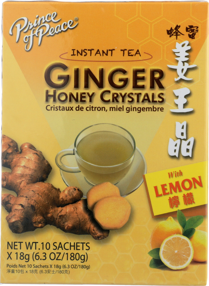 PRINCE OF PEACE: Instant Tea Ginger Ginger Honey Crystals With Lemon, 10 bg - 0039278040418