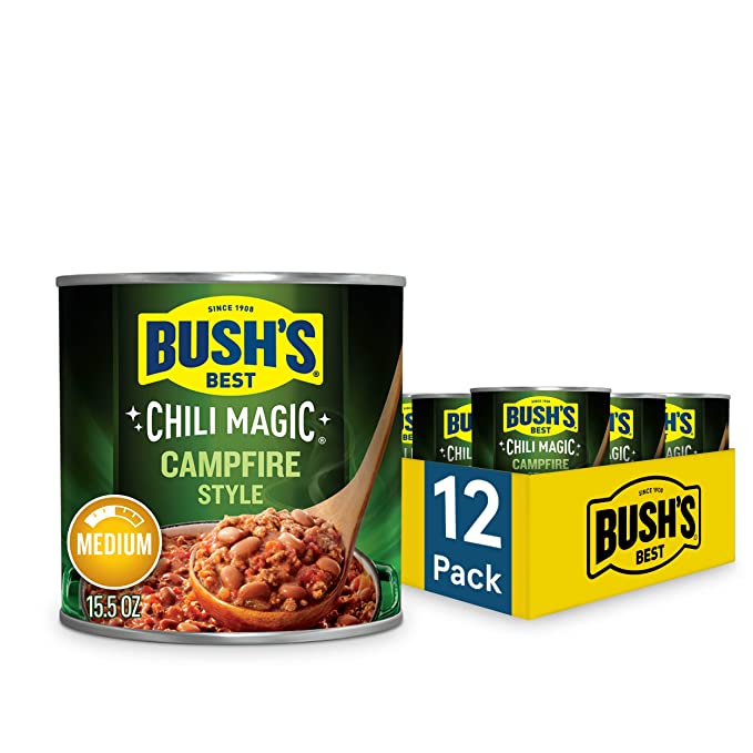  BUSH'S BEST Canned Texas Recipe Chili Magic Chili Beans Starter (Pack of 12), Source of Plant Based Protein and Fiber, Low Fat, Gluten Free, 15.5 oz  - chili