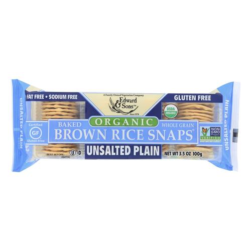 Edward And Sons Brown Rice Snaps - Unsalted Plain - Case Of 12 - 3.5 Oz. - 039631000417
