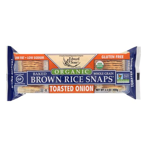 EDWARD & SONS: Organic Baked Brown Rice Snaps Toasted Onion, 3.5 oz - 0039631000424