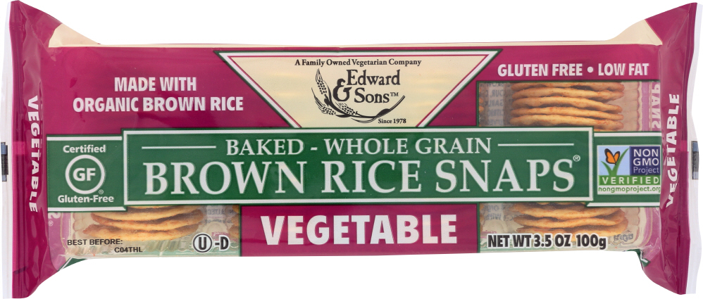 EDWARD & SONS: Baked Brown Rice Snaps Vegetable, 3.5 oz - 0039631000448