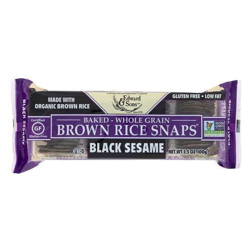 EDWARD & SONS: Baked Brown Rice Snaps Black Sesame, 3.5 oz - 0039631000462