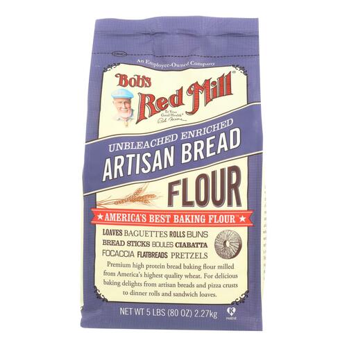 BOB’S RED MILL: Unbleached Enriched Artisan Bread Flour, 5 lb - 0039978002365