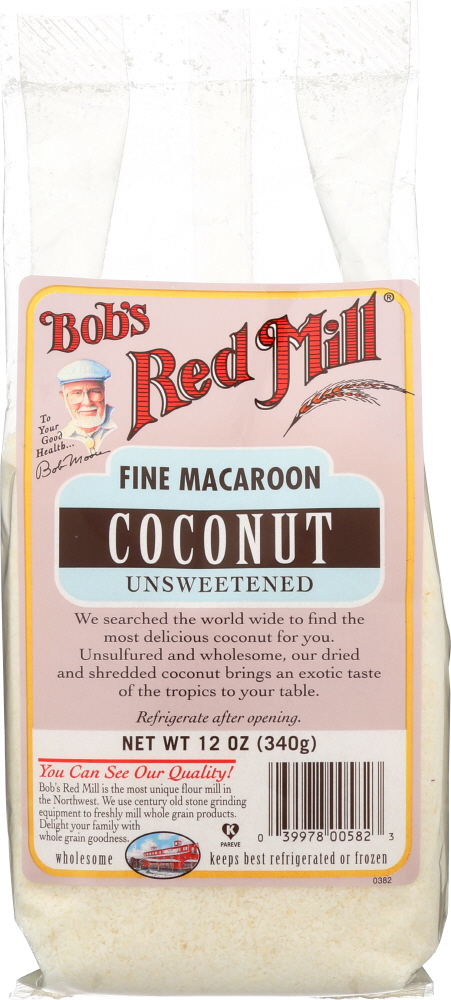 BOB’S RED MILL: Fine Macaroon Coconut Unsweetened, 12 oz - 0039978005823