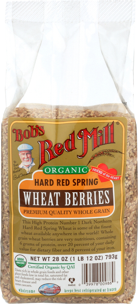 BOB’S RED MILL: Organic Hard Red Spring Wheat Berries, 28 oz - 0039978009869