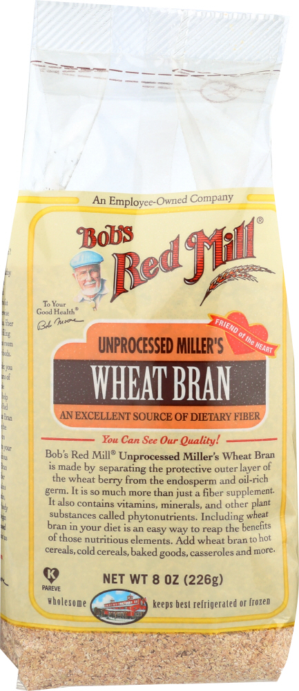 BOBS RED MILL: Unprocessed Miller’s Wheat Bran, 8 Oz - 0039978013217