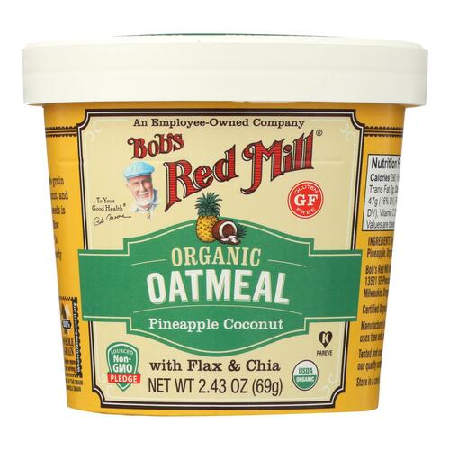 Bob's Red Mill - Oatmeal Cup - Organic Pineapple Coconut - Gluten Free - Case Of 12 - 2.43 Oz - 039978018045