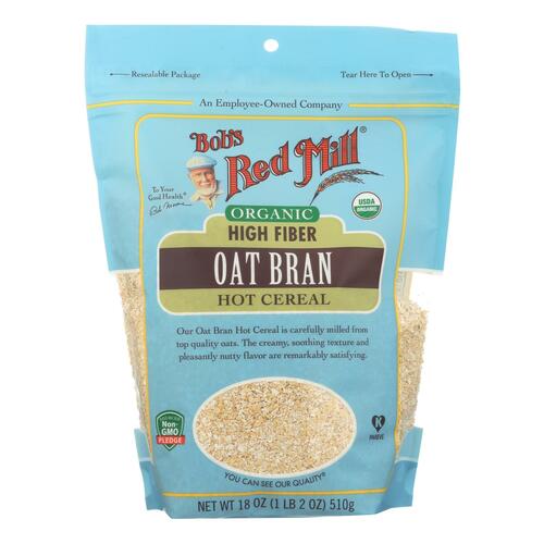 Bob's Red Mill - Oat Bran - Organic High Fiber Hot Cereal - Case Of 4 - 18 Oz. - 039978019554