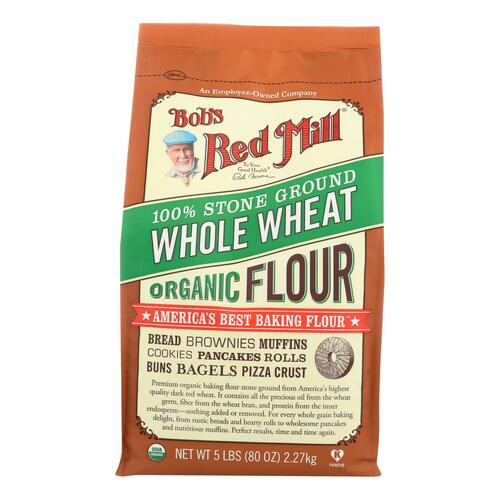 BOB’S RED MILL: 100% Stone Ground Whole Wheat Organic Flour, 5 lb - 0039978029874