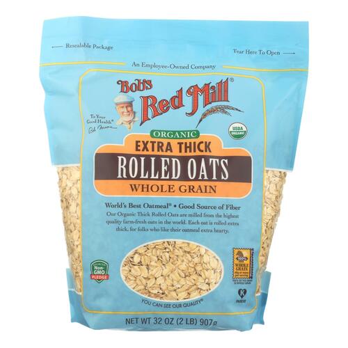 Bob's Red Mill - Oats - Organic Extra Thick Rolled Oats - Whole Grain - Case Of 4 - 32 Oz. - extra