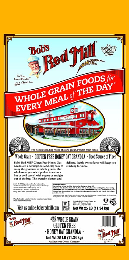  Bob's Red Mill Gluten Free Honey Oat Granola, 25 Pound - 039978103642