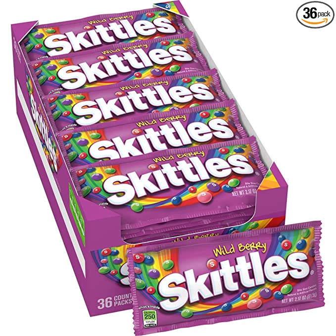  SKITTLES, Wild Berry, 2.17 Ounce 36 Count Box  - 040000001621