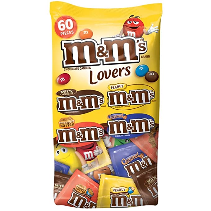  M&M'S Lovers Chocolate Candy Fun Size Variety Assorted Mix Bag, 33.08-Ounce 60 Pieces  - 757817423217
