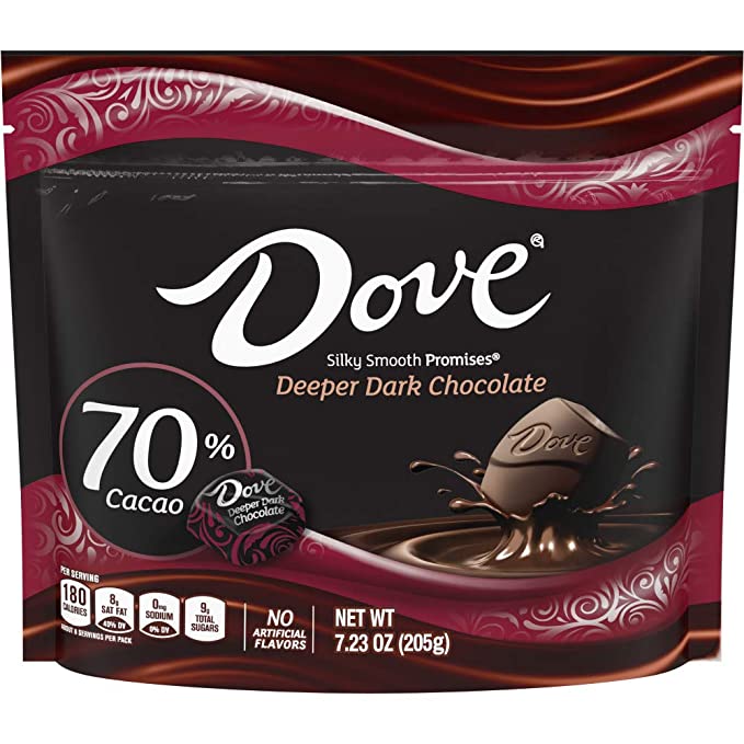  Dove PROMISES Deeper Dark Chocolate 70% Cacao, 7.23 Oz  - 040000558125
