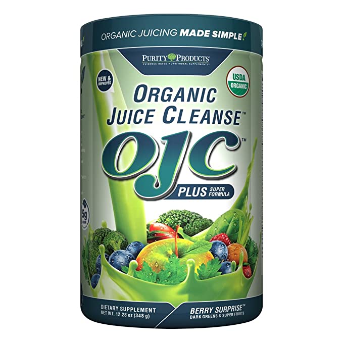 Certified Organic Juice Cleanse OJC Plus Berry Surprise - Purity Products - 30+ Organic Veggies and Fruits - 5 Grams of Fiber - Promotes Energy and Digestive Function - 12.28 oz - 348 g - 30 Servings - 794168598201