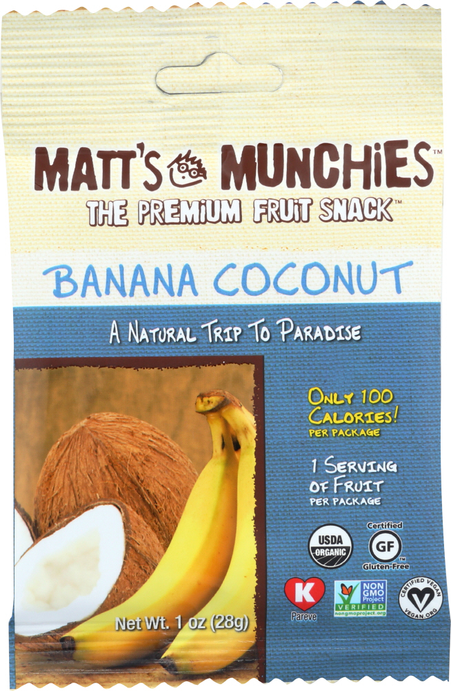 MATTS MUNCHIES: Fruit Snack Banana Coconut, 1 oz - 0040232210334