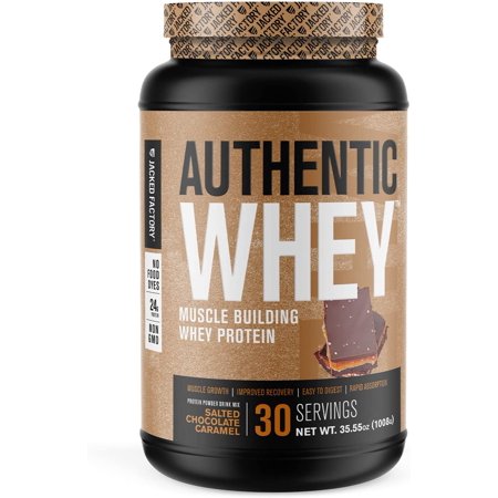 Authentic Whey Protein Powder Delicious Salted Chocolate Caramel Flavor - 2 lb Tub (30 Servings) - 040232268526