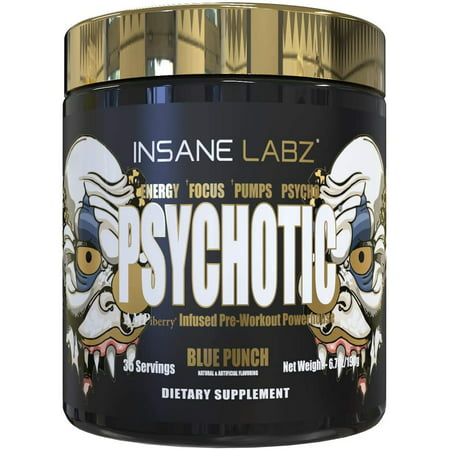Psychotic Gold Pre Workout - Blue Punch - 35 Servings - Insane Labz - 040232458408