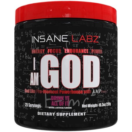 Insane Labz I am God Pre Workout Powder, Drink Ye All of It, 25 Servings - 040232550140