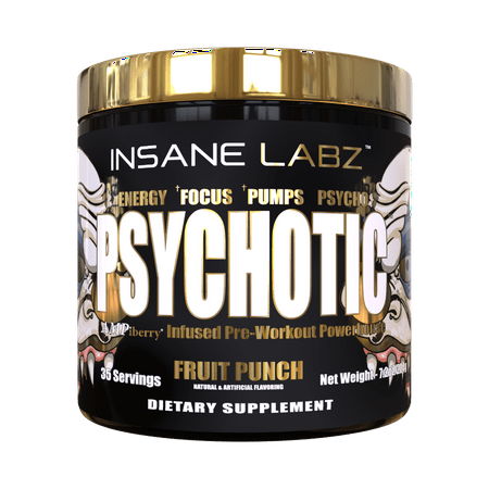 Psychotic Gold Pre Workout - Fruit Punch - 35 Servings - Insane Labz - 040232585388