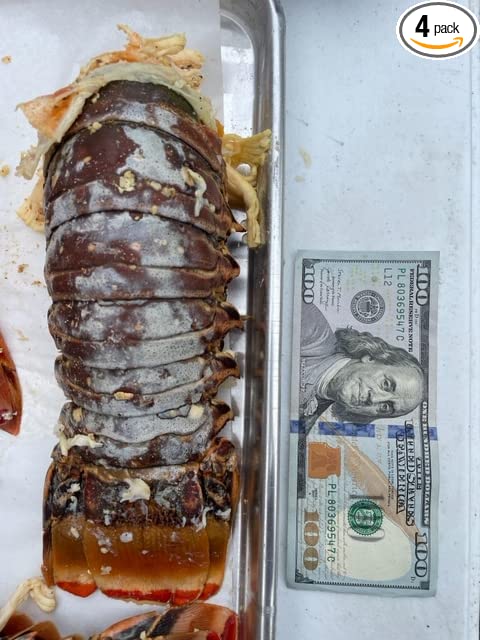  Wild Caught 24-28 oz. Caribbean 4 Extra Large Lobster Tails (6 lbs.) Flash Frozen Fresh  - 040636929139