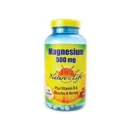 Natures Life Magnesium | 500mg Magnesium for Bone & Muscle Health | Supplement to Support Stress Relief Sleep Heart Health Nerves Muscles and Metabolism* | 275 Vegetarian Capsules (250 CT) - 040647004382