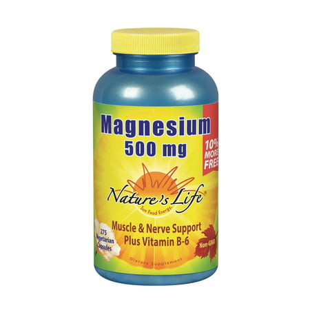 Natures Life Magnesium | 500mg Magnesium for Bone & Muscle Health | Supplement to Support Stress Relief Sleep Heart Health Nerves Muscles and Metabolism* | 275 Vegetarian Capsules (275 CT) - 040647414969