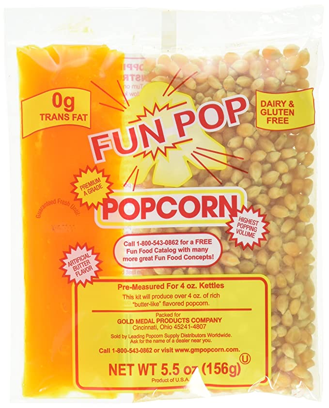  Gold Medal Fun-pop Popcorn Kit with coconut oil(Net weight 5.5 oz.) - 36 pk - 040648648981