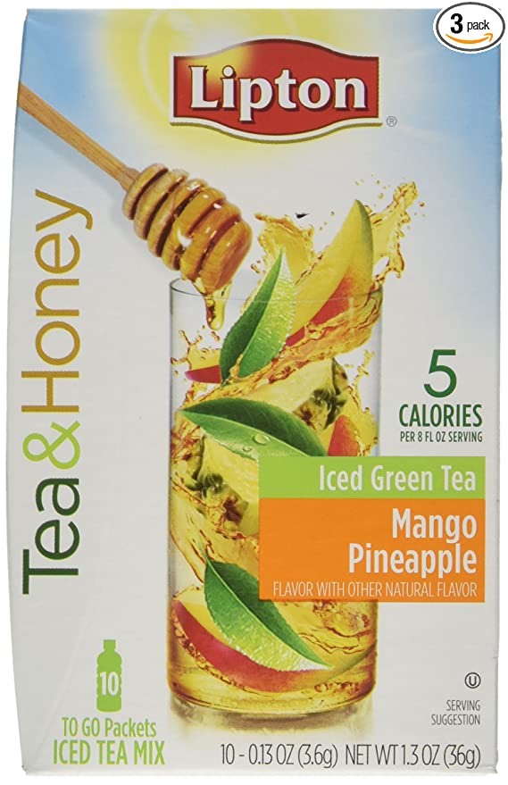  Lipton Tea & Honey To-Go Packets - Mango Pineapple Iced Green Tea - 10 ct, 1.3 OZ - 3 pk  - 041000208225