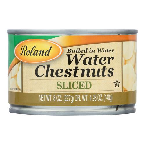 Roland Water Chestnuts - Sliced - Case Of 24 - 8 Oz. - 041224425309