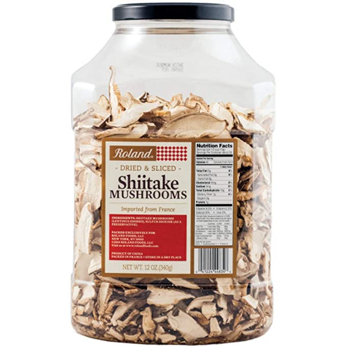  Roland Foods Premium Dried Sliced Shiitake Mushrooms, Specialty Imported Food, 12-Ounce Jug  - 041224448346