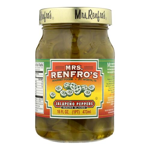 Mrs. Renfro's Nacho Sliced Jalapeno Peppers - Pepper - Case Of 6 - 16 Oz. - 041235000823