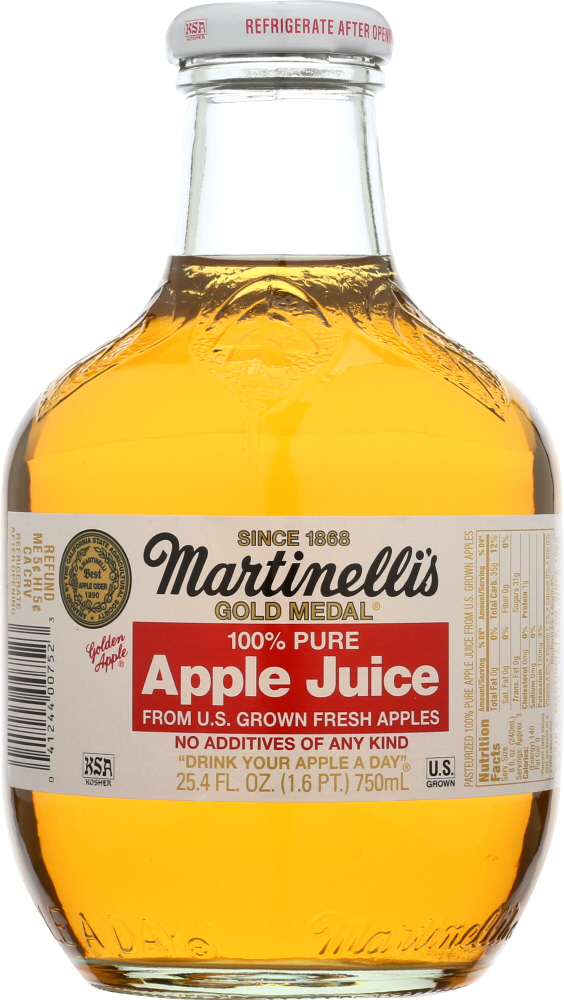 MARTINELLI: 100% Pure Apple Juice, 25.4 oz - 0041244007523