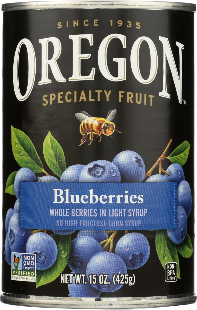 OREGON: Blueberries In Light Syrup, 15 oz - 0041345115127