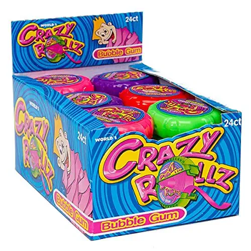  World Confections Crazy Rollz Bubble Gum Rolls (Pack of 24)  - 041396094907