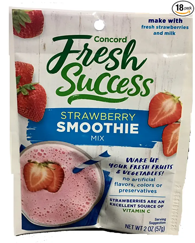Concord Foods Strawberry Smoothie Mix, 2-Ounce Packages (VALUE Case of 18 Packages)  - 041409002165