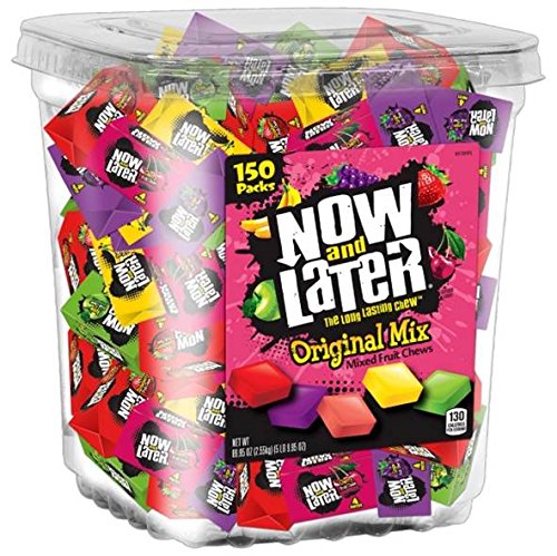 Now and Later Original Taffy Chews Candy, Assorted, 150Count Chews, 90 Ounce Jar, Cherry - 041420017612