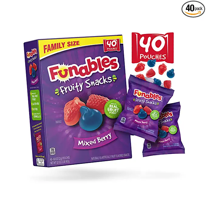  Funables Fruit Snacks, Mixed Berry, 40ct  - 041420054877