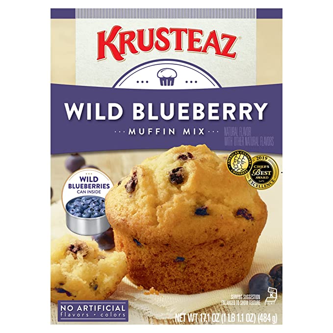  Krusteaz Wild Blueberry Muffin Mix - No Artificial Flavors, Colors - 17.1 OZ (Pack of 2)  - wild