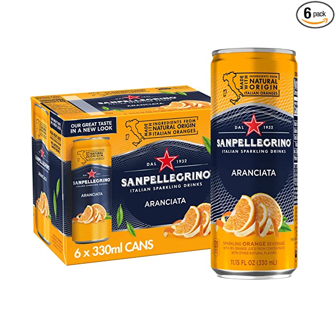 Sanpellegrino Italian Sparkling Drink Aranciata, Sparkling Orange Beverage, 6 Pack of 11.15 Fl Oz Cans - 041508232845
