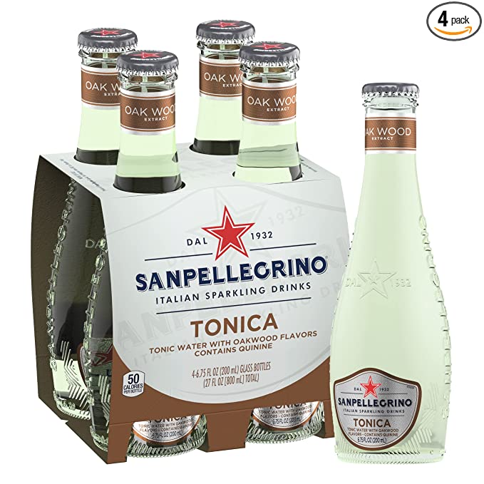 Sanpellegrino Italian Sparkling Drink, Tonica Oakwood Flavor Mixer, Tonic Water, 6.75 Fl. Oz., Glass Bottles, (Pack of 4) - 041508302494