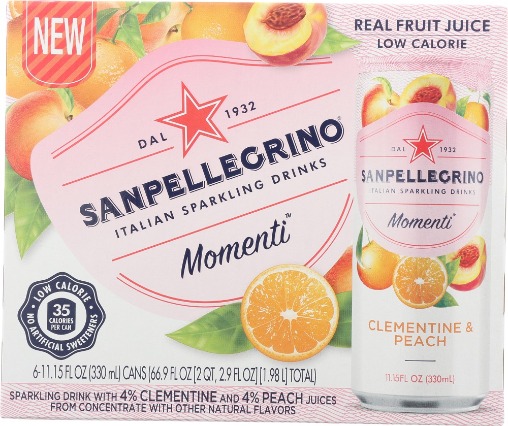 Sparkling Drink With 4% Clementine And 4% Peach Juices From Concentrate, Clementine & Peach - 041508510516