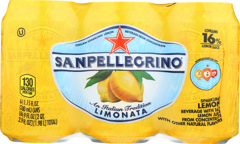 SAN PELLEGRINO: Limonata Sparkling Lemon Beverage 6 Count, 66.9 oz - 0041508800747