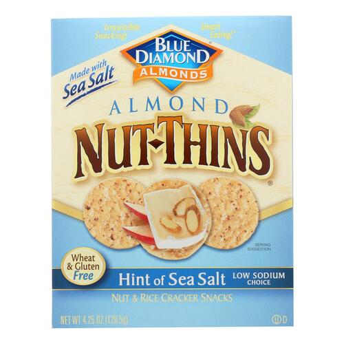 BLUE DIAMOND: Almond Nut-Thins Nut & Rice Cracker Snacks Hint of Sea Salt, 4.25 oz - 0041570052785